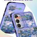 Buleens for Samsung Galaxy S24 FE Case - with Ring Stand & Camera Cover Aesthetic Cute Designed S24FE Case Women Girl Girly Kawaii Blue Water Lily for Samsung S24 FE Phone Case Compatible with Magsafe