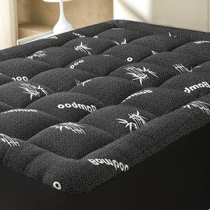 Twin Size Mattress Topper Viscose Derived from Bamboo, Soft Thick Pillow Top Mattress Pad Cover for Back Pain, Cooling Mattress Protector with 8-21 Inch Deep Pocket, Dark Grey