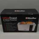 Mueller UltraToast Full Stainless Steel Toaster 4 Slice, Long Extra-Wide Slots for Bagels and Waffles, 6 Browning Levels, LED Display, Cancel/Defrost/Reheat Functions & Removable Tray, Kitchen Gadgets