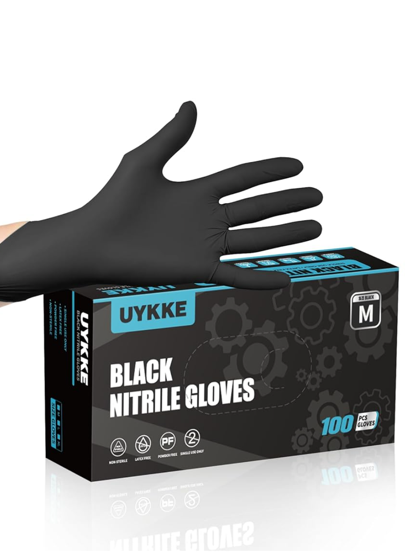 Nitrile Gloves HEAVY DUTY 7 Mil Disposable Gloves Black Nitrile Gloves Latex Free Cleaning Cooking Mechanic Gloves, Size: Medium, 100pcs