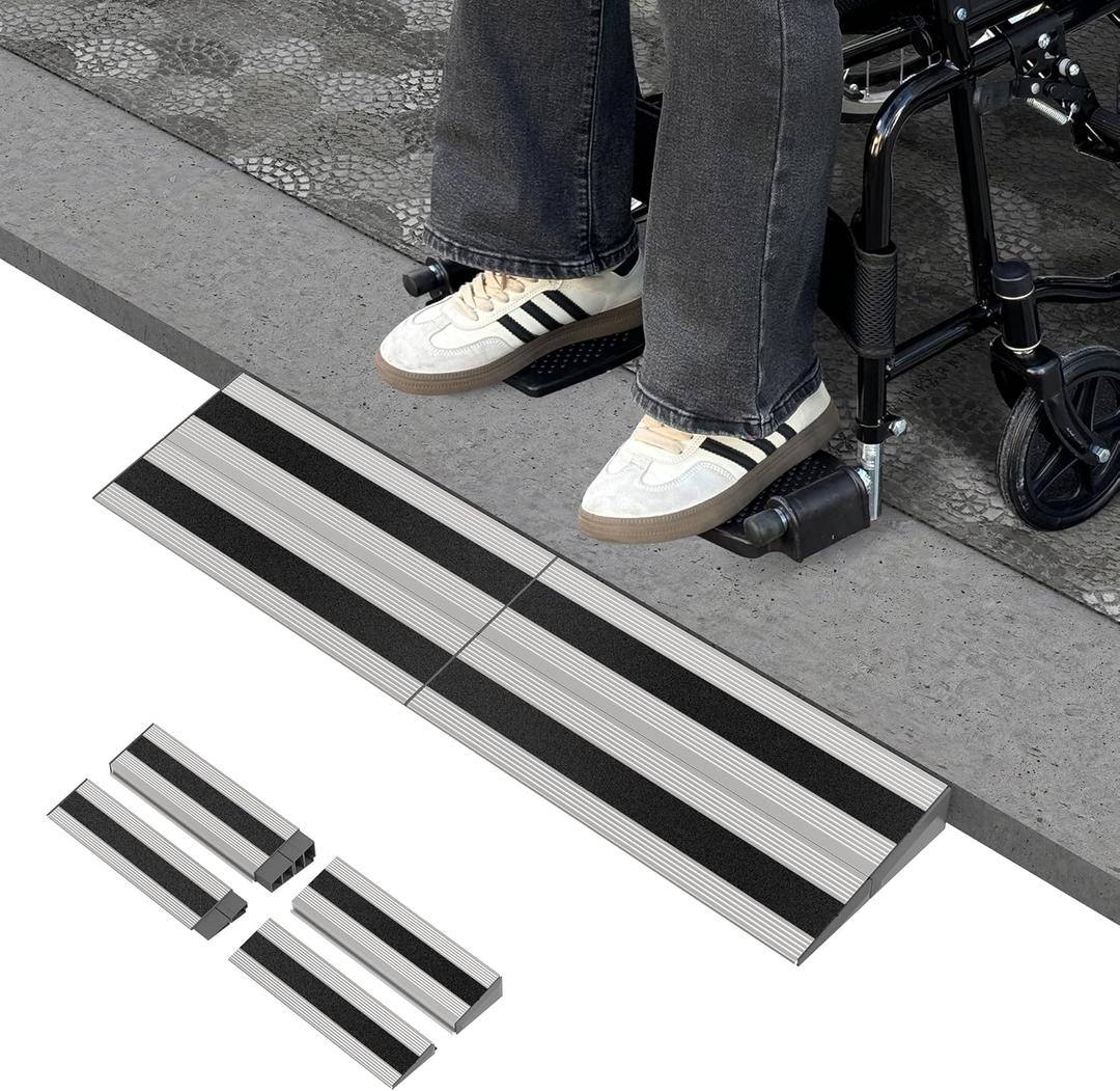 2" Rise Modular Threshold Ramp for Doorways, Stable Wheelchair Ramp for Home Steps, Aluminum Door Ramp and Curb Ramp for Scooters, Power Chairs, Cars, 1100LBS Load Capacity