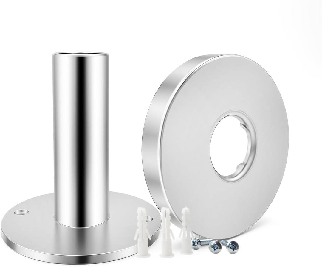 PEX Stub Out Support and Water Supply Line Cover for 1/2 Inch PEX, Copper and CPVC Pipe, Metal Pipe Sleeve with Wall Flange for Bathroom Sink and Toilet Lines