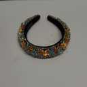 JWICOS Multicolor Elegant Velvet Wide Headbands Vintage Hairband with Crystal Beads Shining Fashion Flower Pearl Hair Hoops for Women and Girls Pack of 1 (Multicolor)