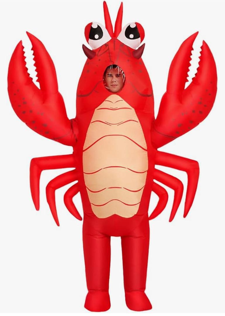 Inflatable Lobster Costume Adult, Inflatable Costume For Adult, Blow Up Crawfish Costumes Women/Men for Funny Party, Lobster Dress, Onesie For Mardi Gras/Halloween L