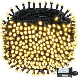 BHCLIGHT Extra-Long 165FT 500LED Christmas String Lights Outdoor/Indoor, Timer & Memory & 13 Modes, Warm White Christmas Lights Waterproof Green Wire Tree Lights for Xmas Holiday Party