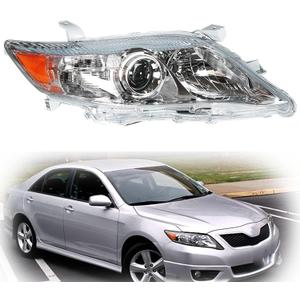 munirater 81110-06520 Right Front Chrome Projector Headlight Light Lamp Passenger Side Replacement for Camry 4-Door Sedan 2010 2011