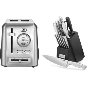 Cuisinart Toaster, Knife Set and Accessories Bundle (2 Slice Toaster)