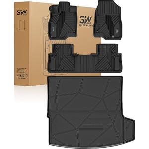 3W Floor Mats&Cargo Liner Fit Acura RDX 2019-2024 2025 2026 TPE All Weather Custom Fit Floor Liner for Acura RDX 1st and 2nd Row Full Set Car Liners Black