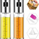 NORBASE Oil Sprayer for Cooking, 2 Pack Upgraded Olive Oil Spray Bottle Mister Refillable with Scale Air Fryer Accessories for Kitchen, Salad, Baking, BBQ, Frying