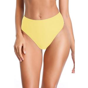 RELLECIGA Women's High Cut Bikini Bottom (Large, Lemon Yellow)
