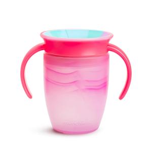 Munchkin Miracle 360 Trainer Sippy Cup with Handles, Spill Proof, 7 Ounce, Tropical Swirl, Pink Multi