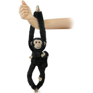 2pcs Chimpanzee Hanging Stuffed Animal Mother with Baby Hangs Plush Toys, Hooks and Stuffed Animals with Rings for Kids, Gifts for Boys and Girls, Black