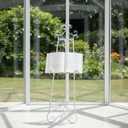 60 H White Easel Stand for Sign, Large Adjustable Metal Display Standing for Displaying Pictures Wedding Poster Holder Showcasing with Chain Support