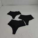 Kepblom Women's Thong Rave Bottoms High Waisted Bikini Bottom High Cut Panties for Dance Festival, Size L, 3 Pack