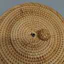 Round Rattan Boxes with Lid Hand-Woven Multi-Purpose Wicker Tray 8.6Inch Picnic Food Bread Table Storage Basket (22x13cm)