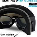 Ski Goggles Frameless Anti-Fog Windproof OTG Design Snowboard Goggles UV400 Block Eyes Protect Lens Adult Youth (Hx-022 Silver Lens Vlt 13%)