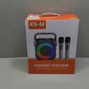 Karaoke Machine, Portable Bluetooth Speaker with 2 Wireless Microphones for Adults & Kids with Lights, Karaoke Microphone with PA System Supports USB/TF/FM/AUX for Home Party Home System Packages (Black)