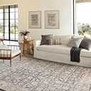 Amber Lewis x Loloi Alie Collection ALE-05 Charcoal/ Beige 5'-3" x 5'-3" Round Area Rug