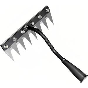 Gardenia Iron Weeding Rake, Iron Rake 2.0 for Gardening and Weeding, Detachable Double-Edged Blade Design Carbon Steel Heavy-Duty Weed Rakes,Hand Weed Puller Tools for Lawn Yard Garden Farm(8 teeths)