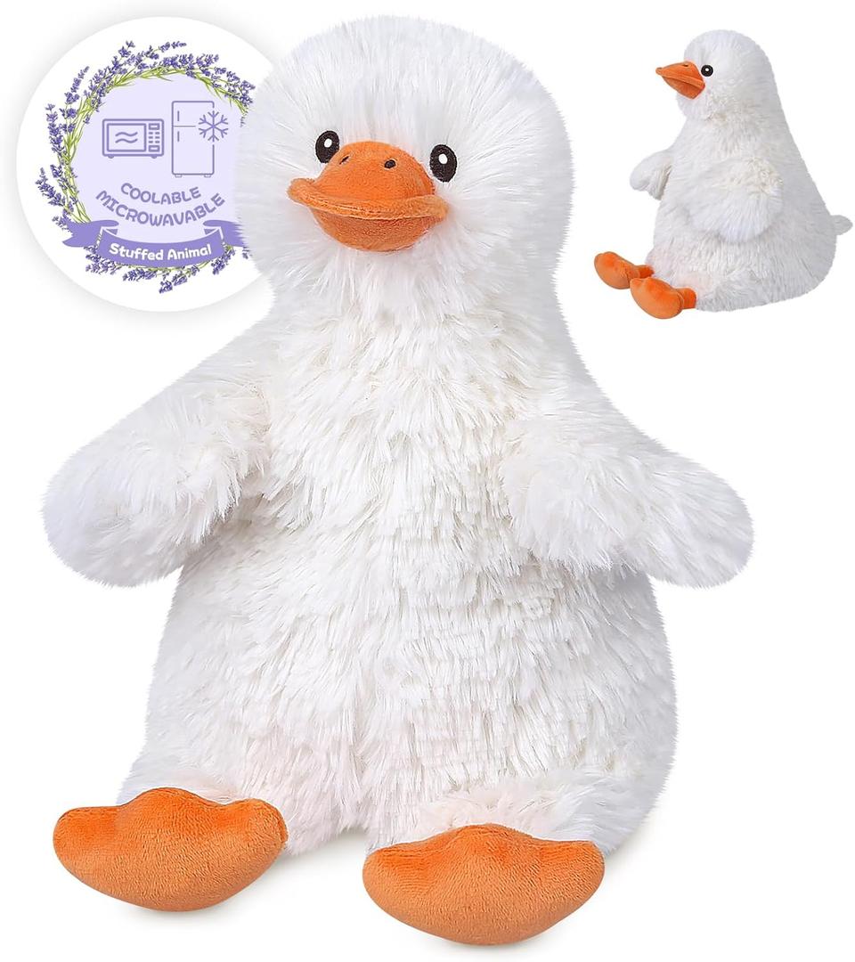 Coolable & Heatable Duck Stuffed Animals, Microwavable Stuffed Animal for Heat Therapy & Stress Relief, Cuddly Warm Duck Plush Toy Heating Pad, Cute Duckling Gifts for Women & Kids