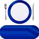 SHACOS 100Pcs Round Blue Placemats, 13" Paper Place Mats Disposable for Dining Table, Charger Plates Table Mat for Christmas Dinner Party Wedding Birthday Banquet Table Setting Decor