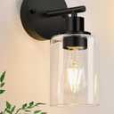 Zarbitta Wall Sconce for Bathroom,Black Modern Vanity Light with Clear Glass Shade,Bathroom Wall Lamp for Mirror Kitchen Living Room Hallway Cabinet Porch
