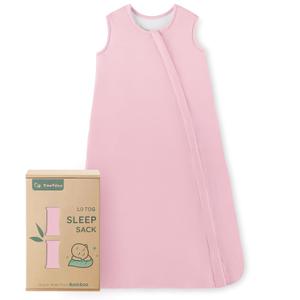 Yoofoss Rayon Made from Bamboo Baby Sleep Sack 6-12 Months 1.0 Tog Baby Wearable Blanket, Super Soft Infant Toddler Sleeping Sack 2-Way Zipper (Pink)