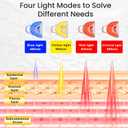 LED Light Therapy Mask - 4 Colors LED Face Mask Light Therapy with Timing Function, LED face Mask Light Therapy at Home 240 LED Beads (White+Silver)