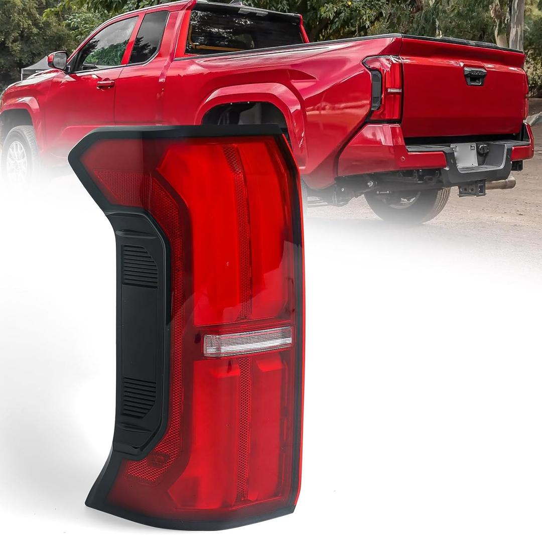 Huray Left Full LED Tail Light Assembly Fit for Toyota Tacoma 2024 2025, LH Taillight w/o Tailgate Switch OE Style Rear Brake Lamp w/Side Marker Light Replacement for 81560-AK050 Driver Side