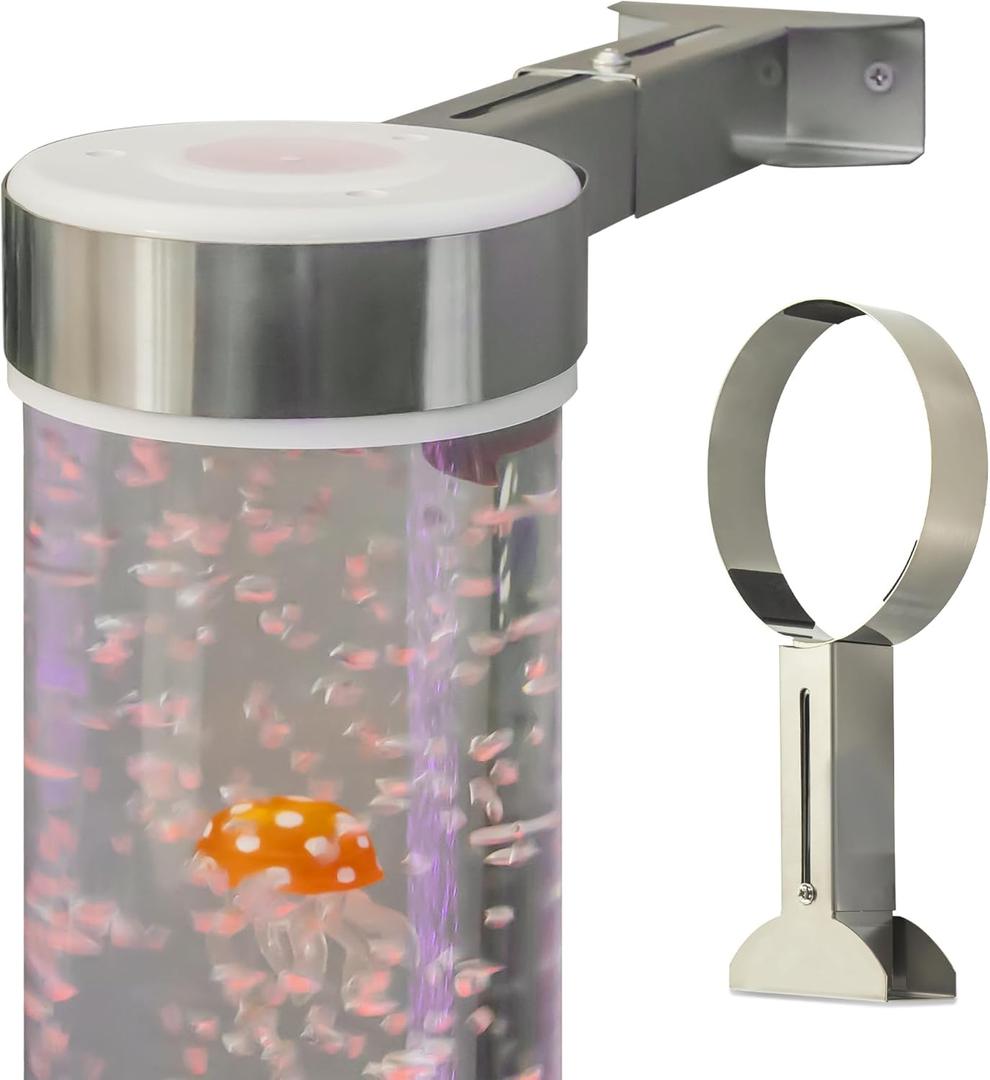 Stainless Steel Bracket for 15cm Sensory Bubble Tube & Aquarium Lamps - Adjustable Dual-Rail Holder with Spill-Proof Base, Child-Safe for Sensory Rooms, Schools, Daycare