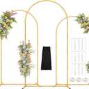 Antizz Arch Backdrop Stand, 7.2FT, 6.6FT, 6FT Set of 3 Metal Gold Balloon Arch Stand Kit Wedding Arch Stand for Baby Shower Birthday Party Event Decoration Garden Floral Balloon Arch with Base