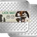 Dual Wall Stainless Steel Large Lick Mat for Dogs & Cats, Chew-Proof Slow Feeder, Anxiety Reducer, Whisker-Friendly for Cats, Non-Slip Heavy Duty Base, Raw Feeding Pad, Dishwasher Safe [Large-2Pack]