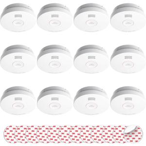 SITERLINK Smoke Detectors 10 Year Battery Operated,UL217-9th Listed Smoke Alarm with Test-Silence Button,Photoelectric Sensor Fire Alarms Smoke Detectors with LED Lights for Home, GS525A (12 Pack)