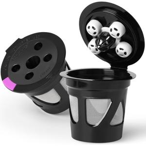 Reusable K Cups for Keurig, 2-Pack Refillable Coffee Pods with 5 Holes, Compatible with Keurig K Supreme, K Slim, K-Duo Hot & Iced Gen2, K-Brew Chill (MultiStream Technology)