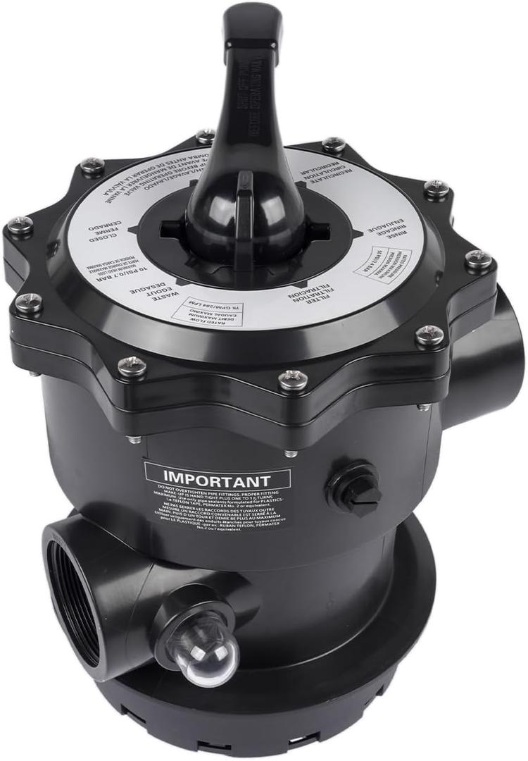 2" Top Mount 6-Position Multiport Valve # SP071621 Compatible with Hayward Pro Series Sand Filter S310T2, S270T2, S360T2, Clamp Style, Black, 2" FIP