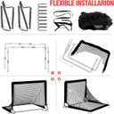Kids Soccer Goals for Backyard Set - 2 of 4' x 3' Portable Soccer Goal Training Equipment, Pop Up Toddler Soccer Net with Soccer Ball, Soccer Set for Kids and Youth Outdoor Games, Sports, Play, Black