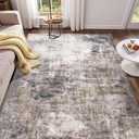 Area Rugs 4x6, Soft Washable Living Room Rugs, Non Slip Abstract Modern Rugs for Bedroom, Low Pile Stain Resistant Foldable Carpet for Dining Room Bedside Entryway Nursery Decor, Grey Gold