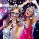 Tudomro 5 Pcs 1970s Disco Outfit Woman Party Costume Set Disco Ball Earrings Headband Ring Sunglasses & Necklace Accessories