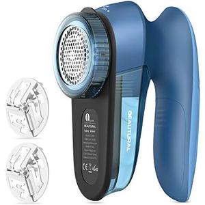 BEAUTURAL Fabric Shaver and Lint Remover, Sweater Defuzzer with 2-Speeds, 2 Replaceable Stainless Steel Blades, Battery Operated, Remove Clothes Fuzz, Lint Balls, Pills, Bobbles