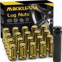 MIKKUPPA M12x1.5 Lug Nuts Gold - Replacement for 1994-2013 Chevy Impala, 1998-2022 Honda Accord/CRV/Civic, 2003-2008 Honda Pilot Aftermarket Wheel - 20pcs Closed End Spline Lug Nuts