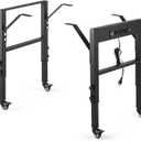 19.6-Inch Depth Workbench Frame, Height Adjustable 28.5" to 33.8",Set of 4 Metal Wheels with Brakes, Heavy Duty Industrial DIY Furniture Legs for Study（Power Outlets/Wheel）