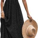 Milumia Women's Summer Smocked Cami Maxi Dress Boho V Neck Spaghetti Strap A Line Flowy Beach Long Sundress, Large