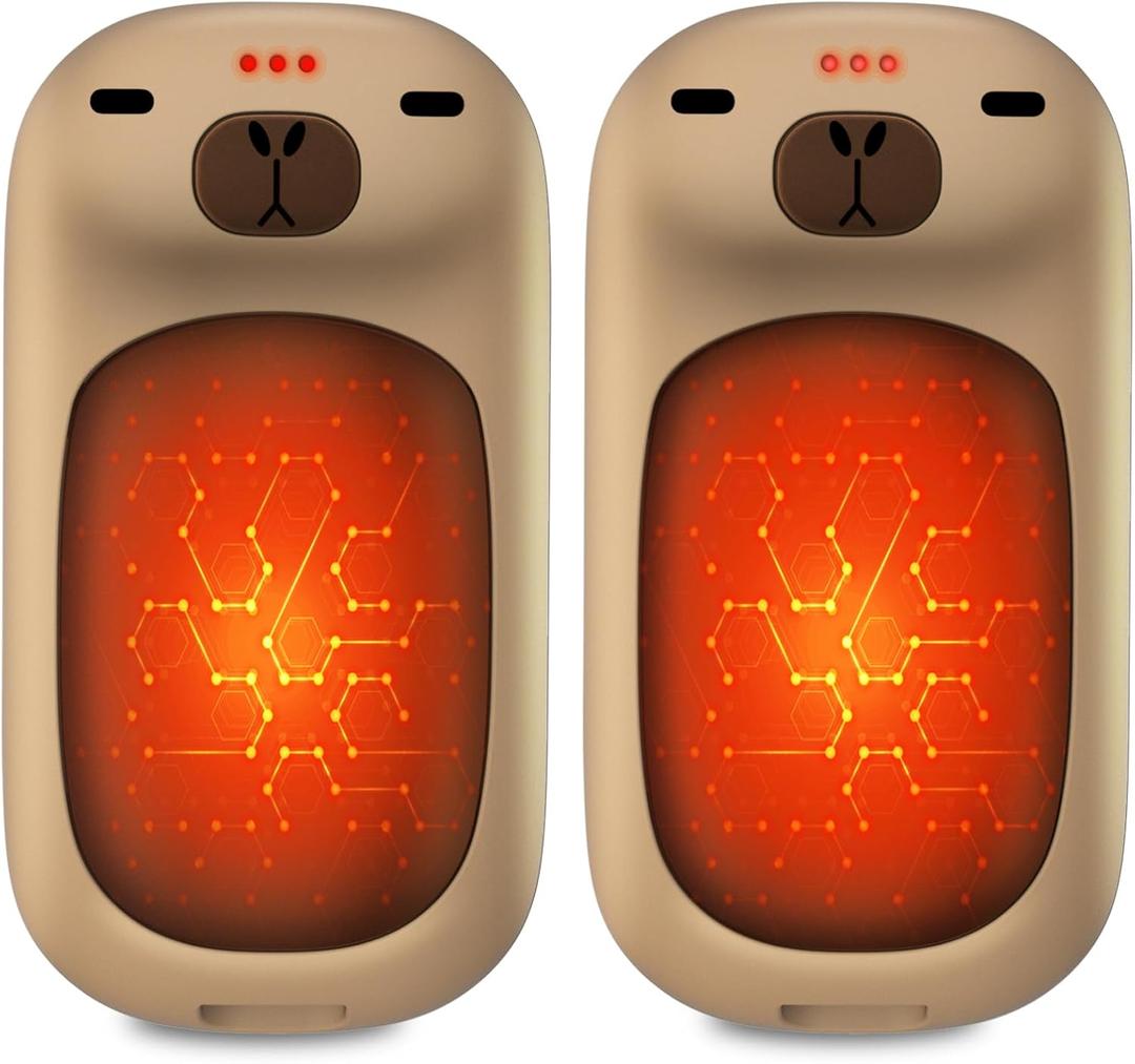 Capybara AI Hand Warmers Rechargeable 2 Packs 24 Hrs Long Safe Pocket-Size AI Smart Chips Electric Heater Cute Animal Gifts for Kids Women Men Outdoor Indoor Essentials (Brown)