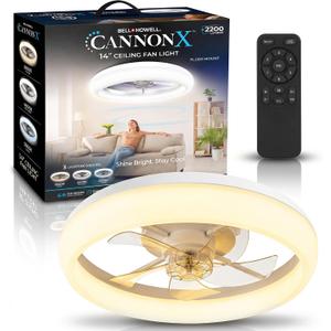 CannonX White 19” Fandelier Ceiling Fans with Lights and Remote, Low Profile Flush Mount Light Fixture Chandelier Fan for Bedroom, Kitchen, Reversible Motor with 6 Speeds, 3 CCT 3500K-5500K