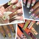 3D Cross Nail Charms,Gold Flat Back Nail Pearls Beads for Crafting,Cute Nail Charms Y2k Rhinestones Jewelry for Nail Art Flower Virgin Mary Religious Charms Gems Bulk Nail Chains (Gold)