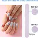 50 Pcs Nail File, Emery Board Nail Files for Acrylic Nails and Natural Nails, 100/180 Grit Double Sided Fingernail File Gel Nail Professional Reusable Washable Manicure Pedicure Kit Set Gray