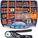 JRready ST6332-DT1 Deutsch DTM Connector Kit, 2 3 4 6 8 12 Pin Gray Connector, New-DT1 Deutsch Crimper, Size 20 Solid Contact 16-22AWG, Removal Tool, Seal Plug, Automotive Electrical Connectors