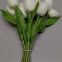 Buart White&Green Tulip Flowers Artificial Luxury Big Tulip Valentine's Day Mother's Day Easter Home Kitchen Wedding Decorations(11pcs)