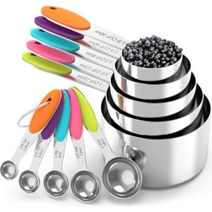 TILUCK Measuring Cups and Spoons Set, Stainless Steel, Kitchen Utensils for Cooking and Baking (13, Colorful) (10)