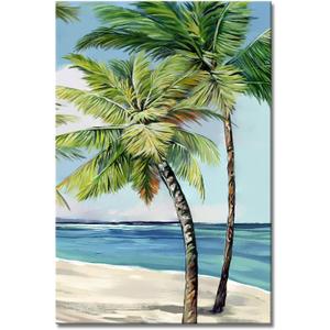 Palm Tree Wall Art Tropical Painting Pictures Print On Canvas, Beach Framed Canvas Wall Art for Home Decoration Living Room Bedroom Modern Artwork